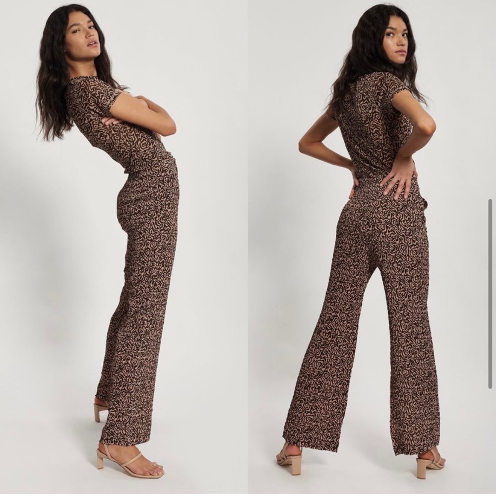 Nanushka Brown Pink Crinkle Pleat Kisa Pants